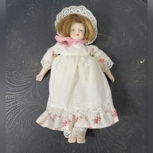 Zasan Porcelain Doll Dress Christmas Ornament Collectible 8"